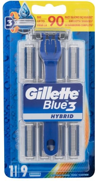 Gillette Blue 3 Hybrid rasoir + 9 recharges homme