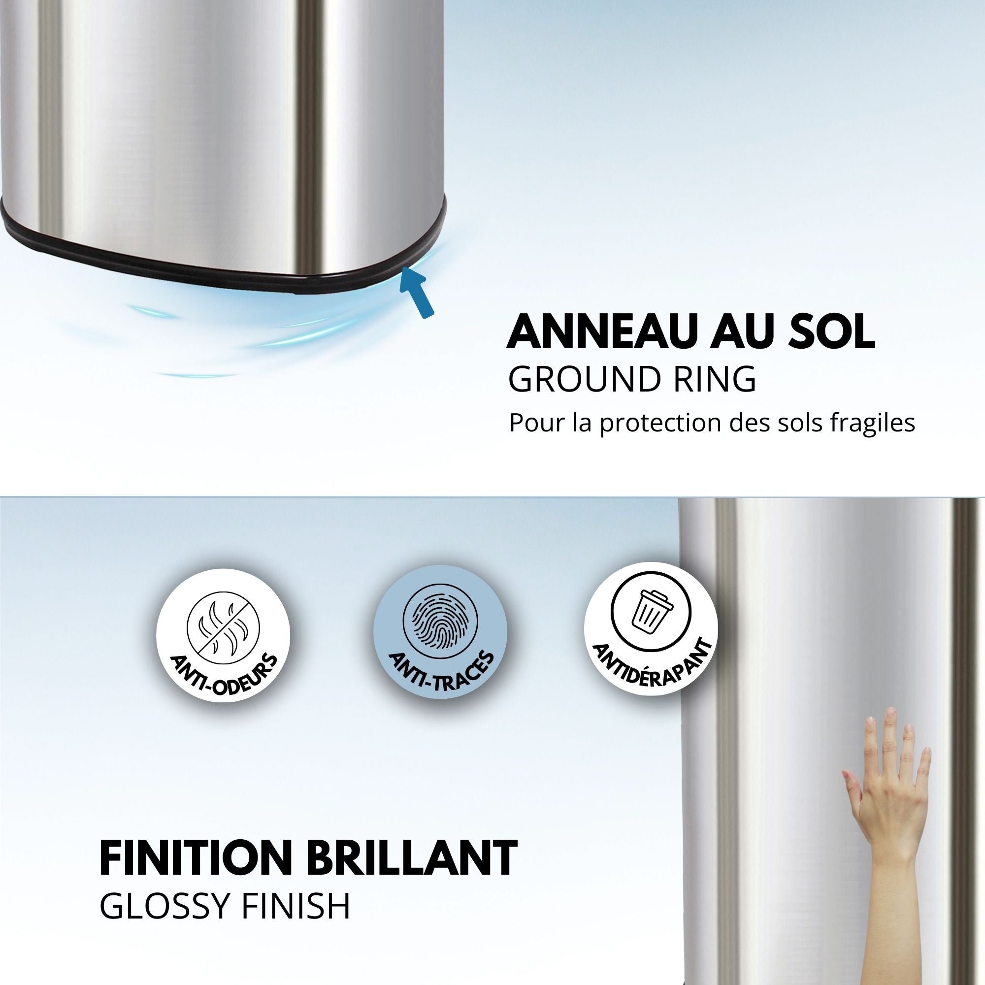 Red Deco Majestic 80L poubelle automatique inox