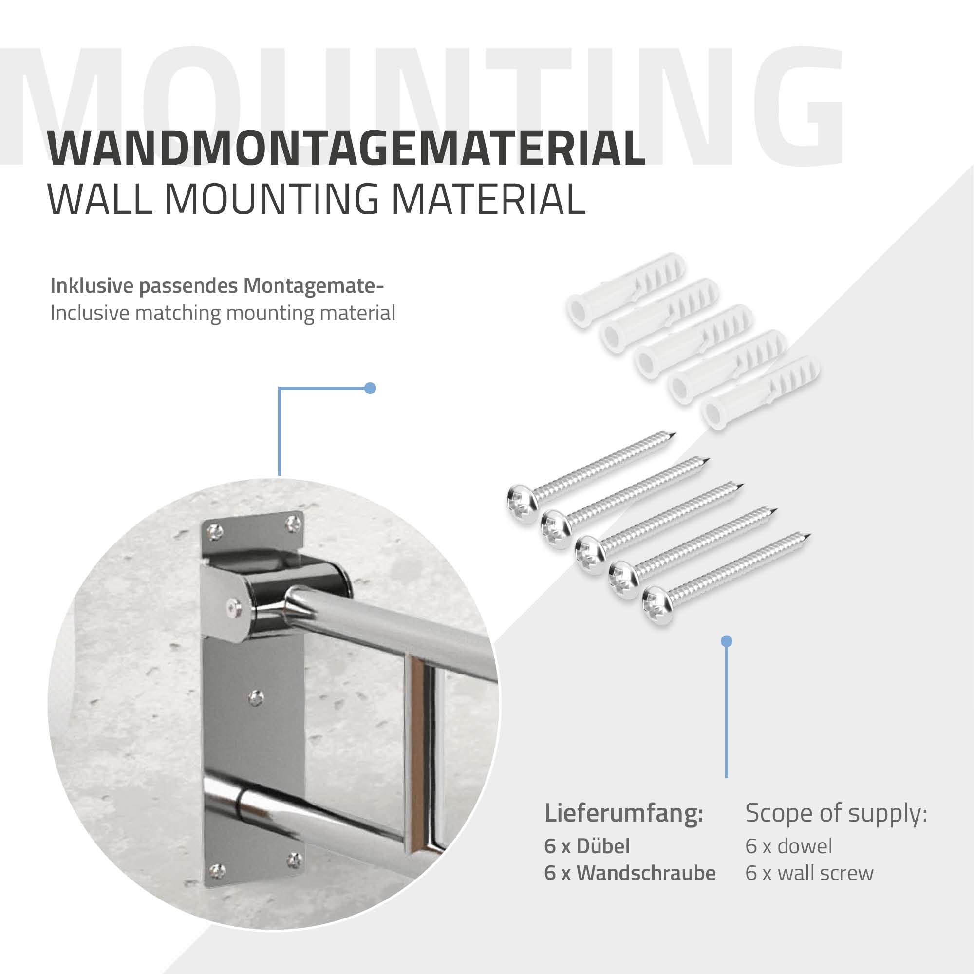ML-Design Barre appui WC rabattable inox 60 cm 200 kg