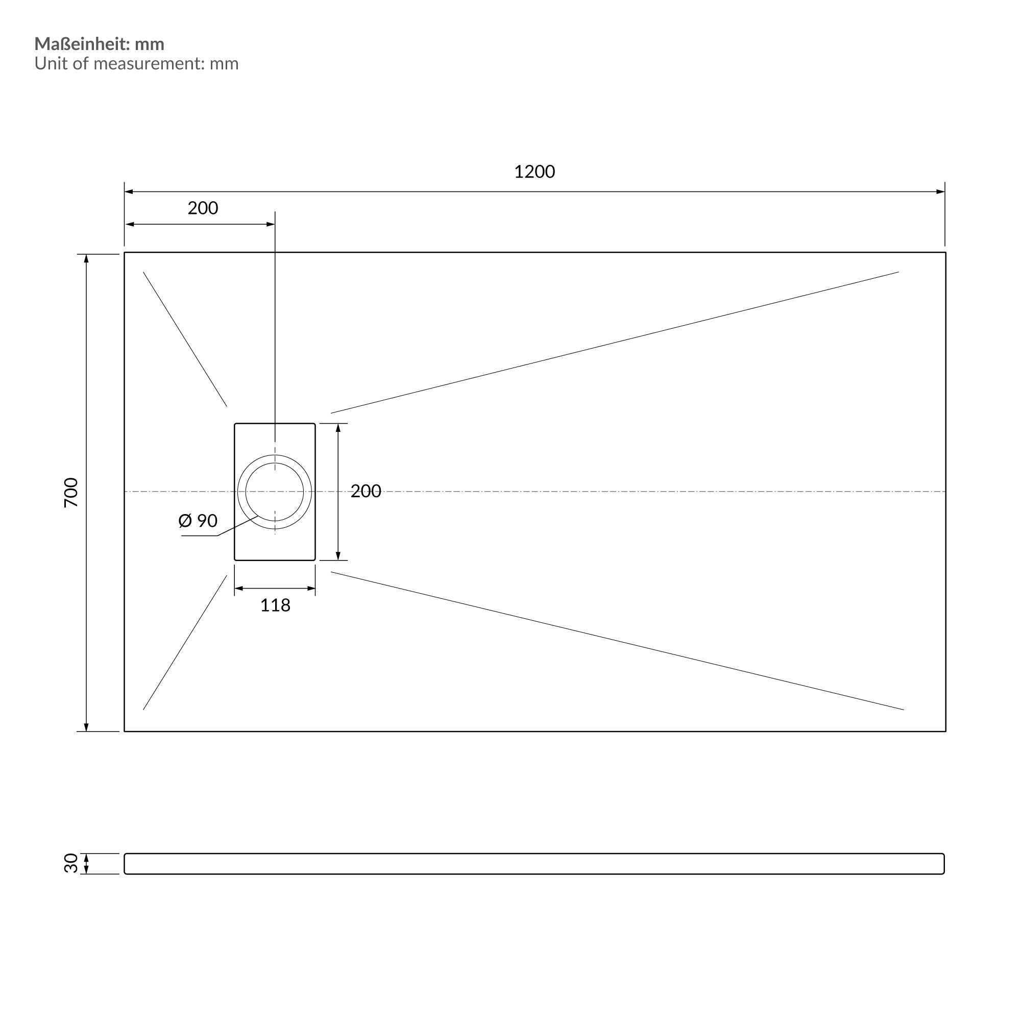 ECD Sanitär Receveur Douche 120x70 Blanc Extra-plat