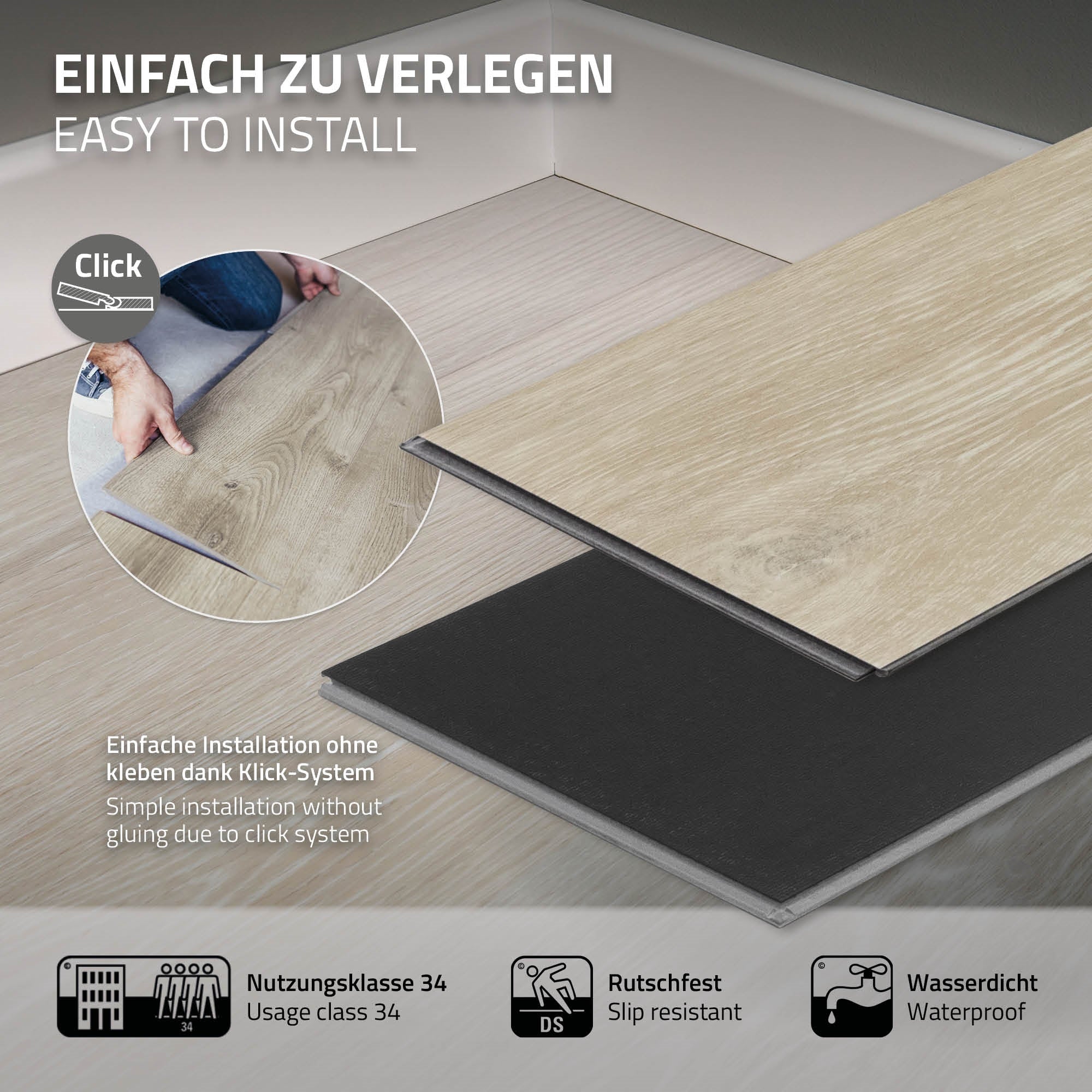 ML-Design Chêne Afterglow sol vinyle PVC 4,2 mm clipsable