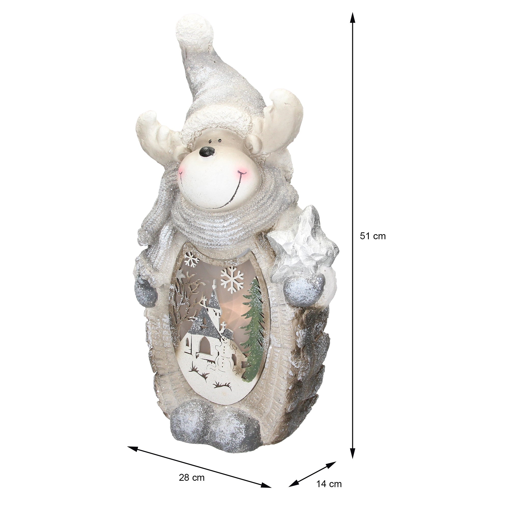 ECD Germany renne déco LED 53 cm en polyrésine à piles