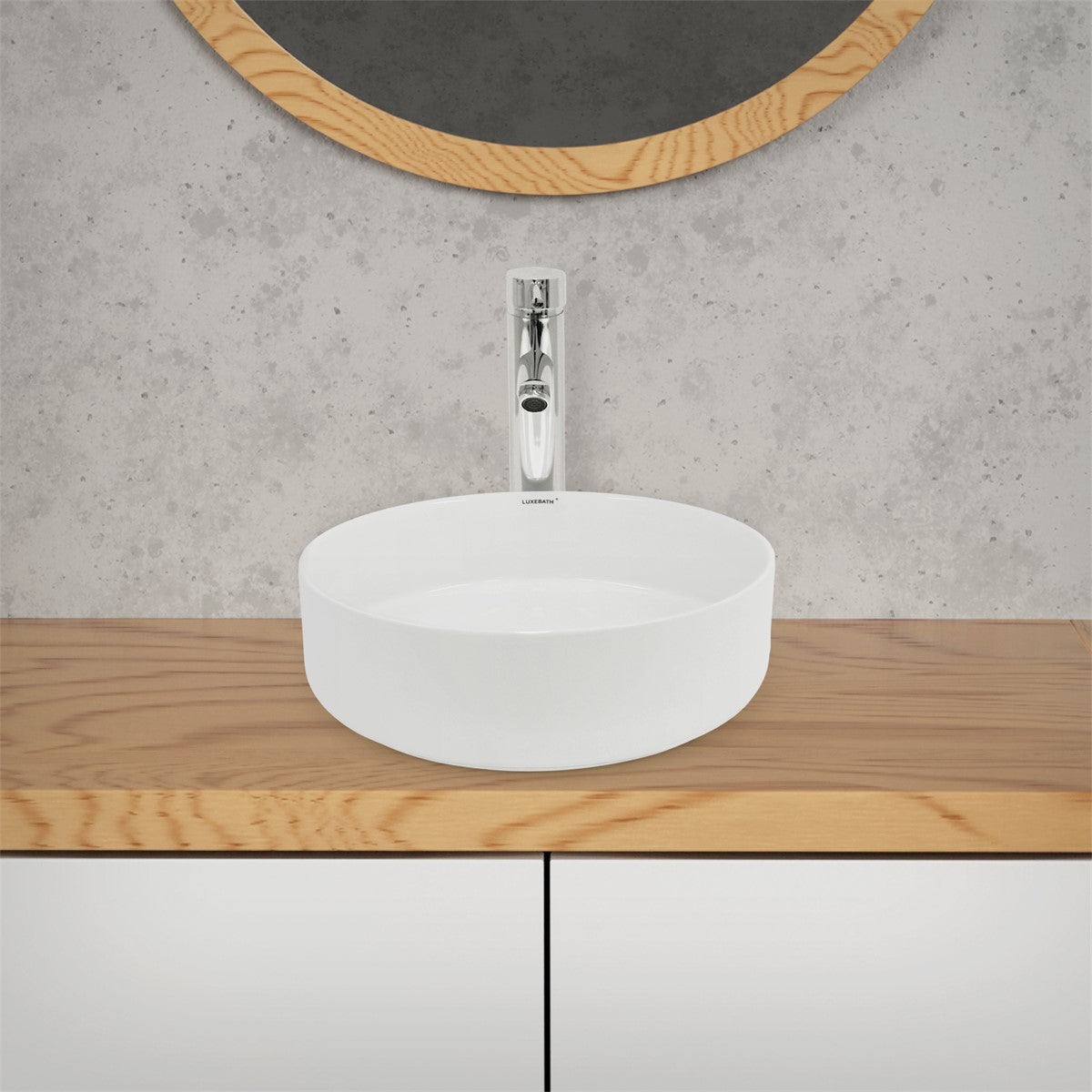 LuxeBath vasque ronde céramique noir 355 mm à poser