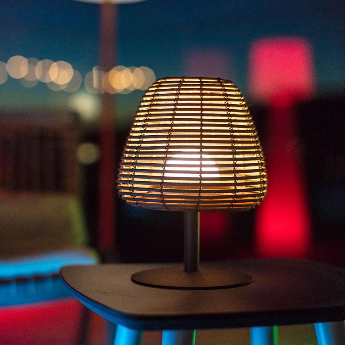 Red Deco Standy Mini Boheme lampe table sans fil lot 2 rotin H25cm