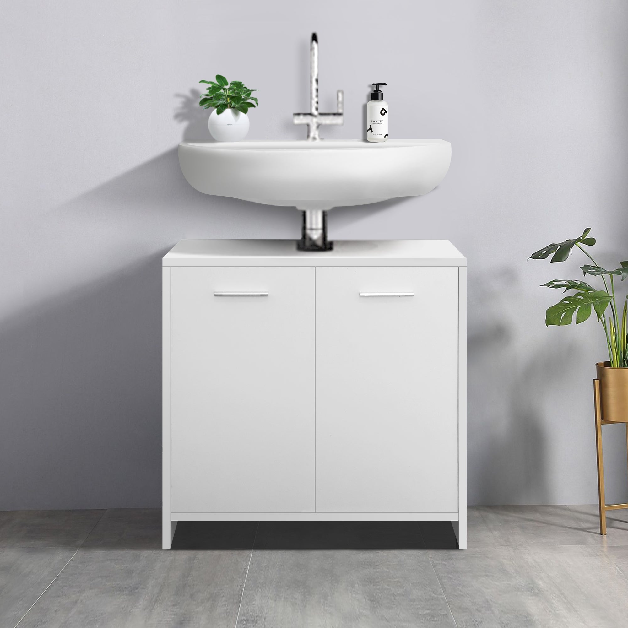 ECD Germany Möbel set 5 pièces blanc armoire miroir salle de bain