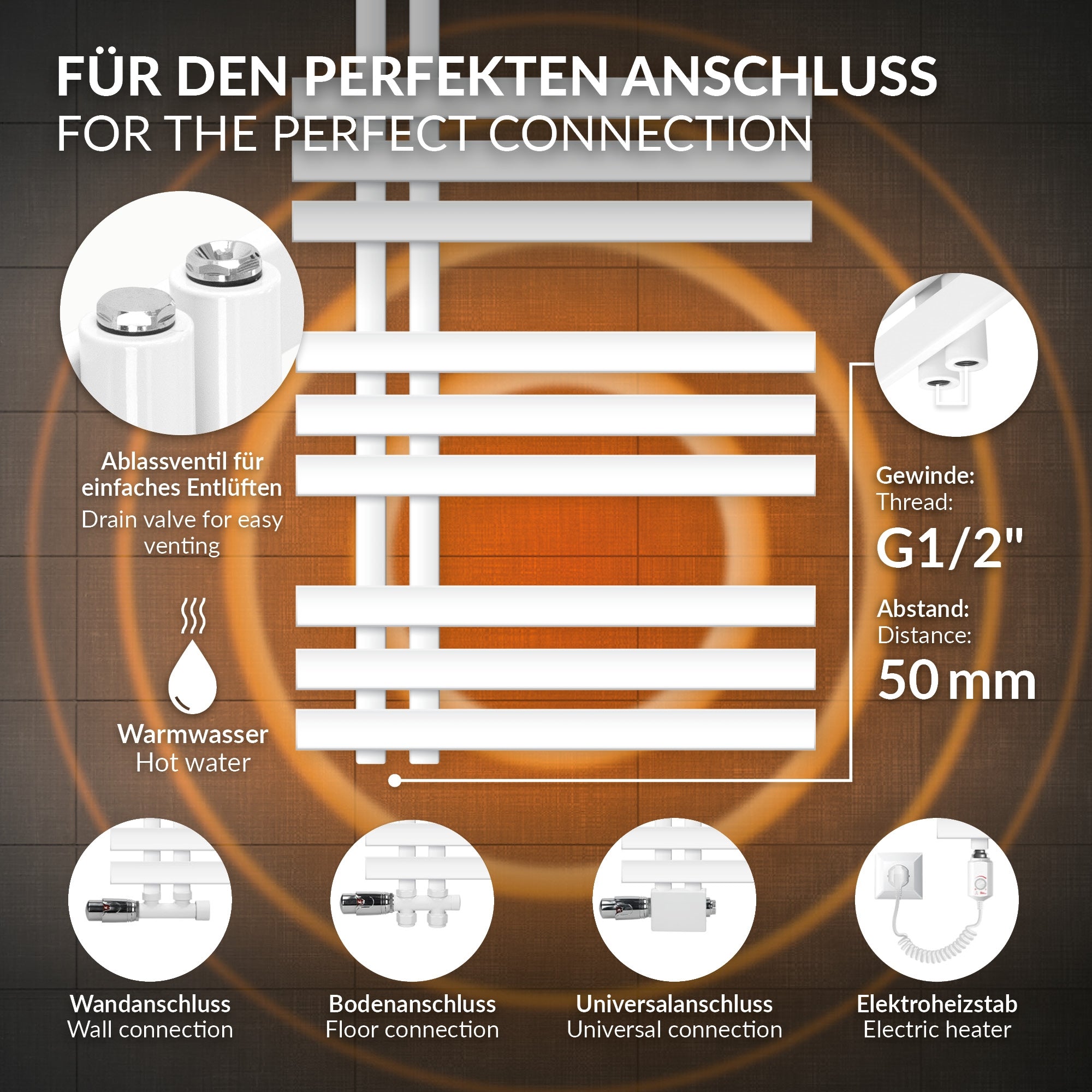 LuxeBath radiateur salle de bain blanc 500x1200 + 900W