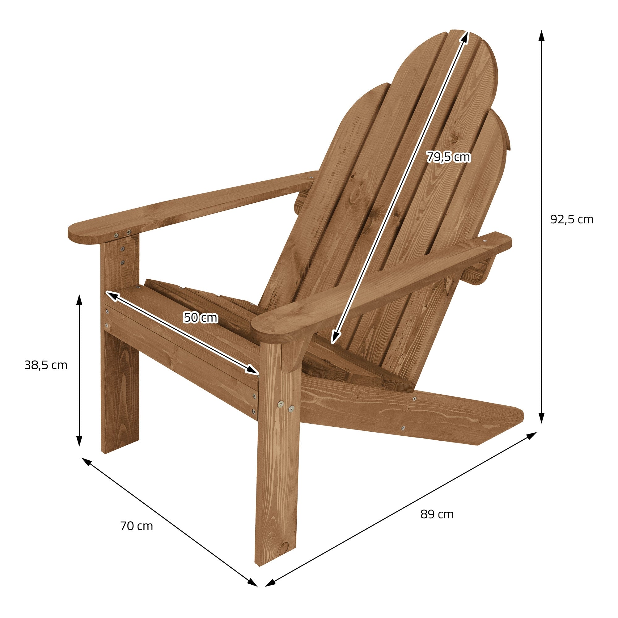 ECD Germany Garten fauteuil Adirondack bois marron 1 pièce