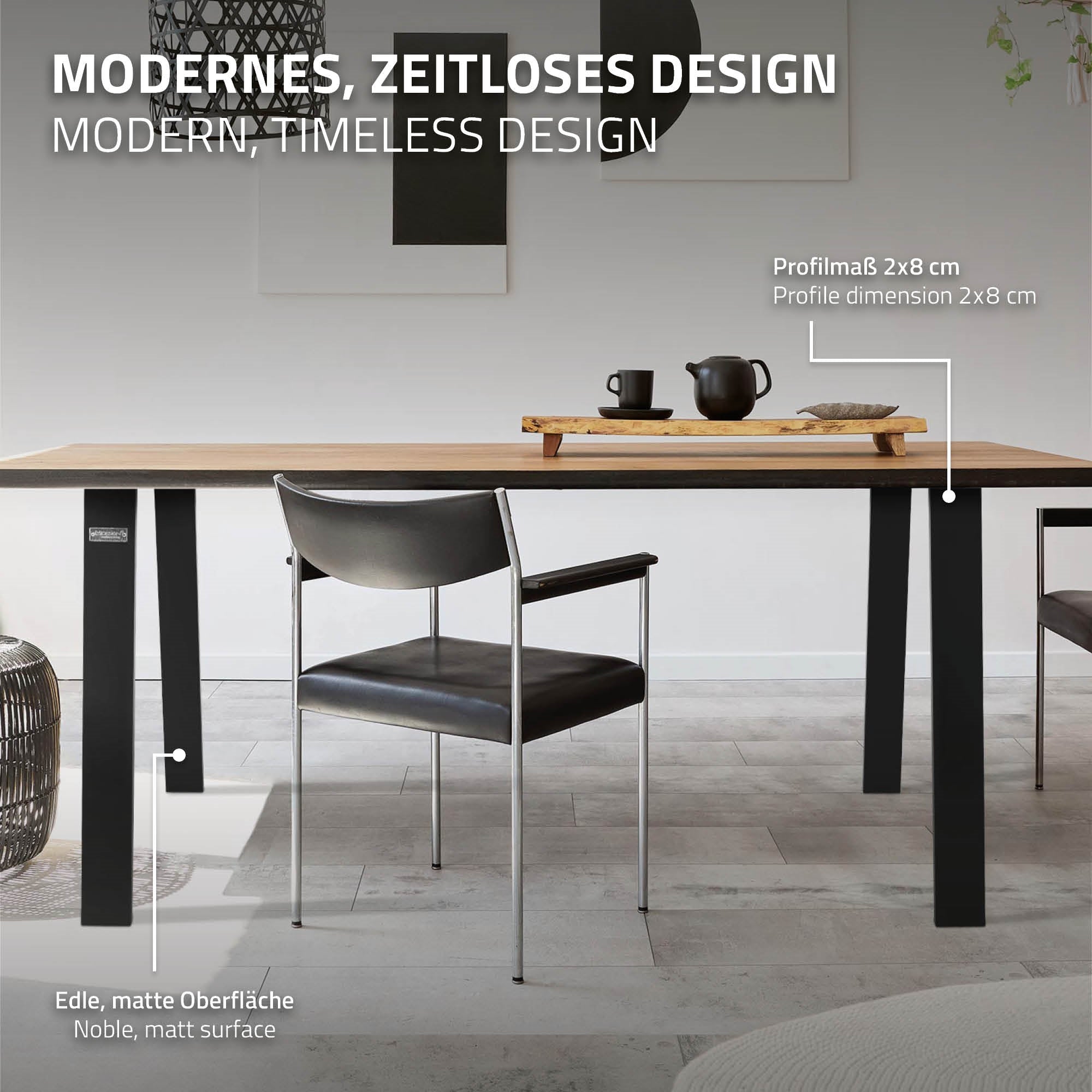 ECD Möbel Pied de table acier noir mat 75x72 cm lot 2