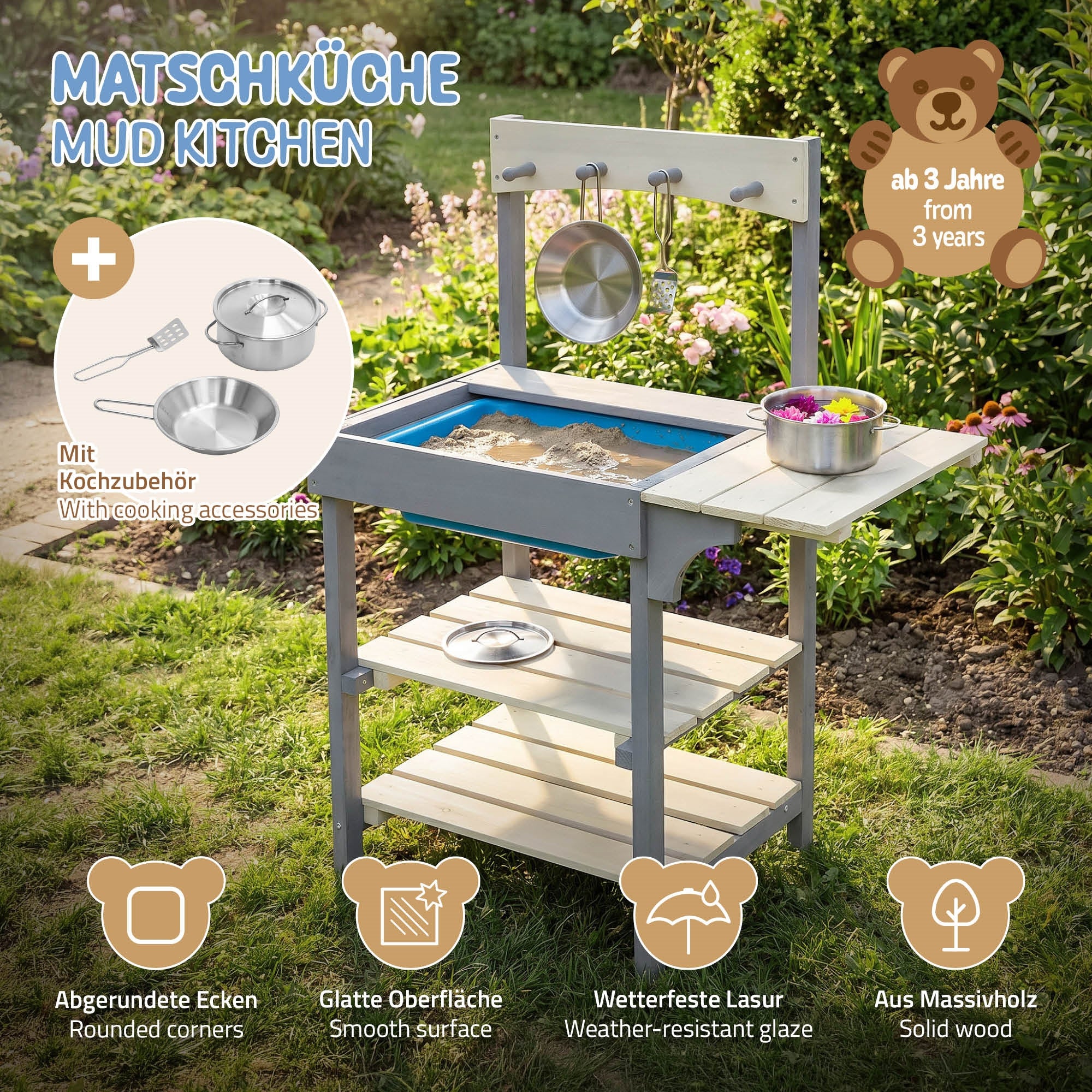 ECD Germany Kinder cuisine de boue extérieur bois dès 3 ans