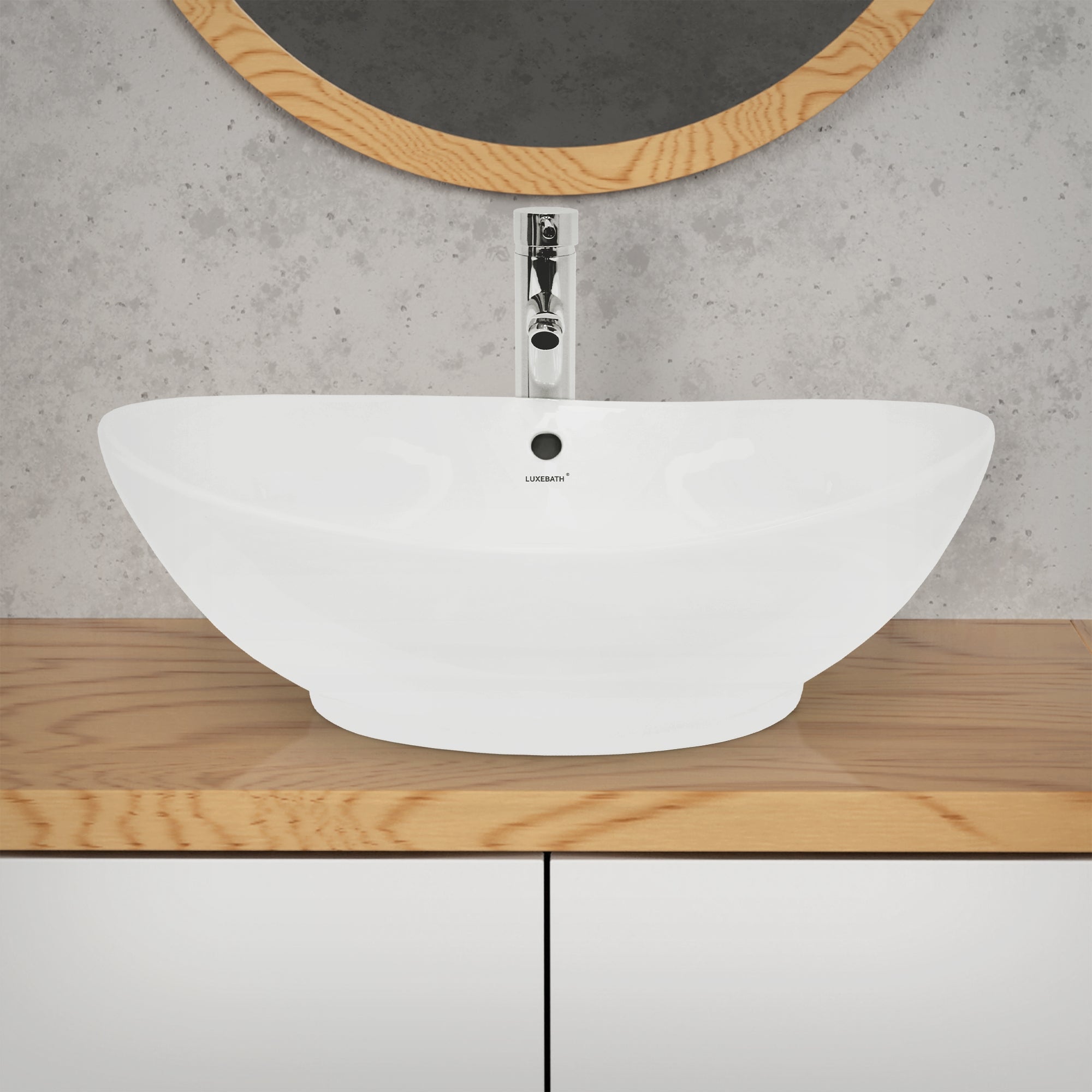 ECD Germany Sanitär Vasque ovale blanche 59 cm céramique à poser