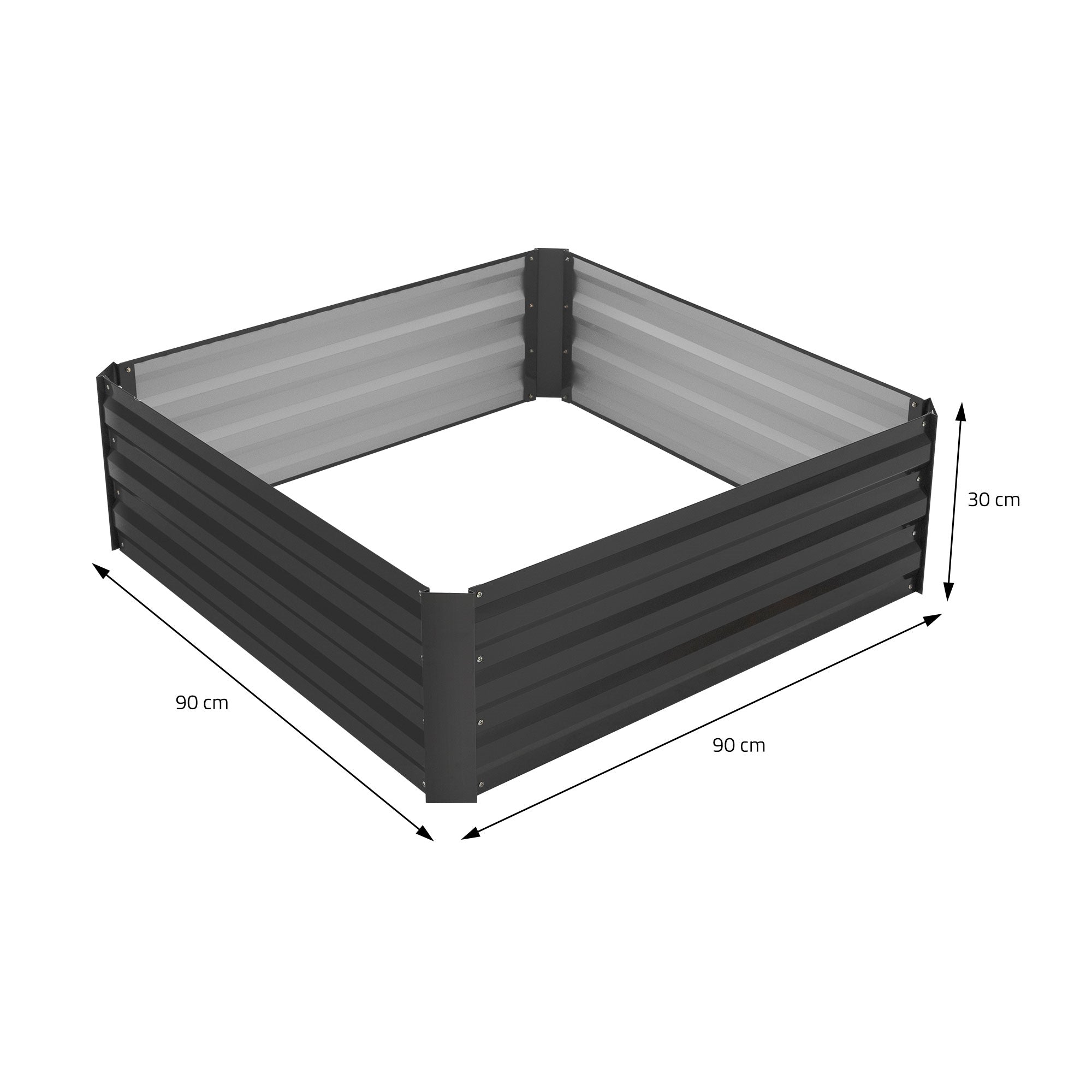 ECD Germany Jardin carré potager anthracite métal 90x90x30 cm 3 pièces