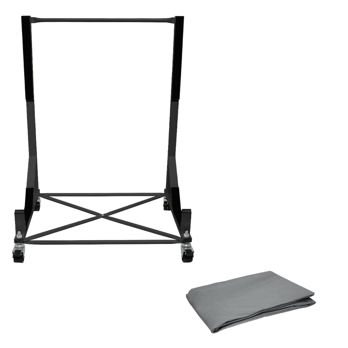 Support hardtop noir acier à roulettes + housse