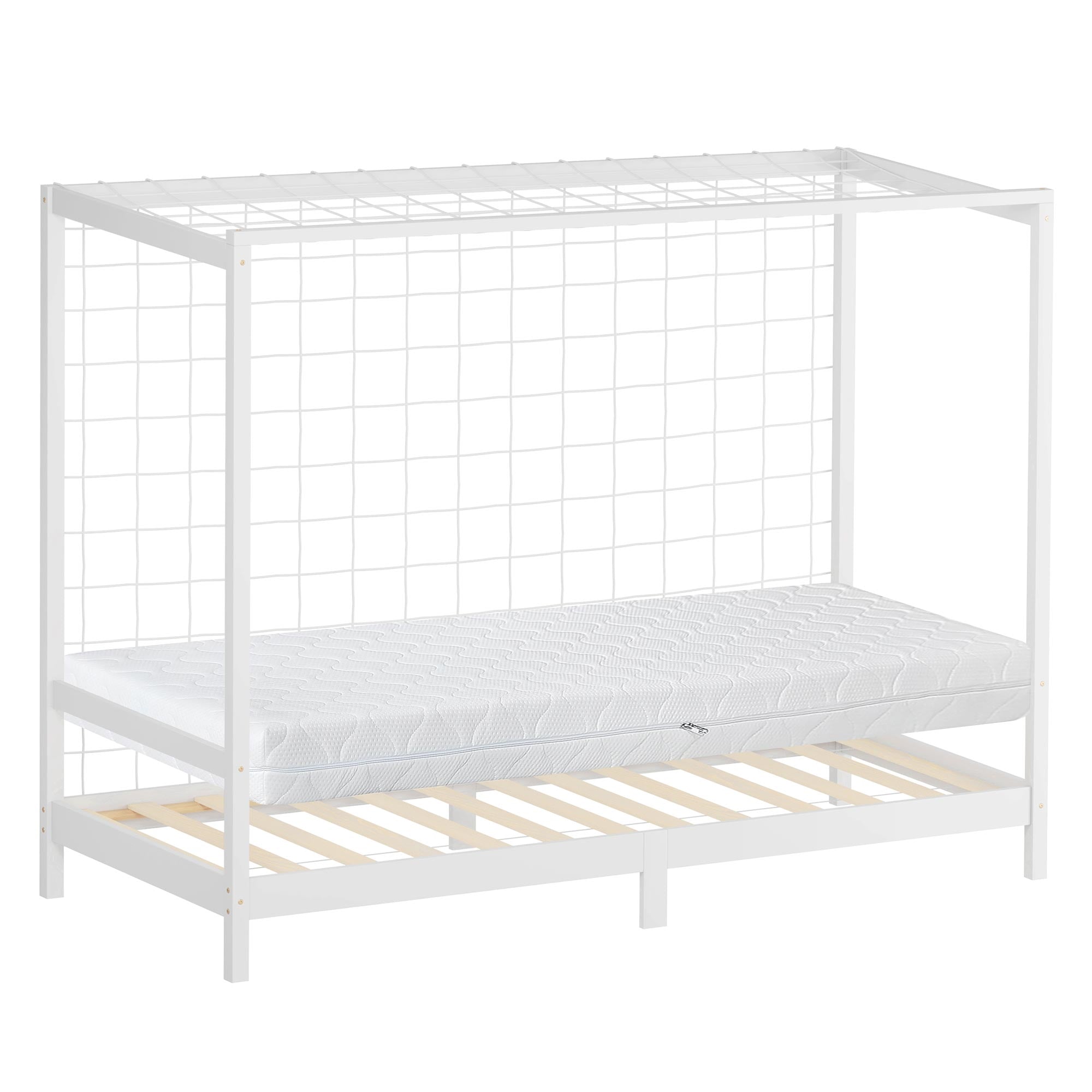 ECD Germany Kinder lit enfant but de foot 90x200 blanc matelas
