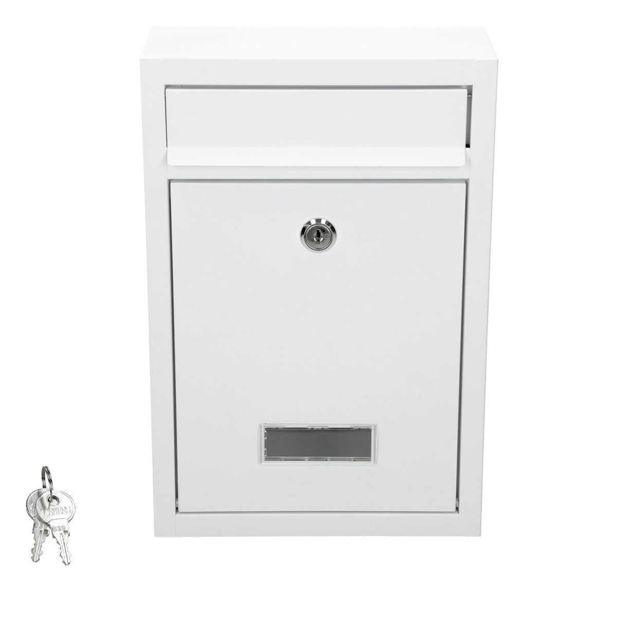 ECD Germany Bauen boîte aux lettres 215x9x32 blanc acier 2 clés