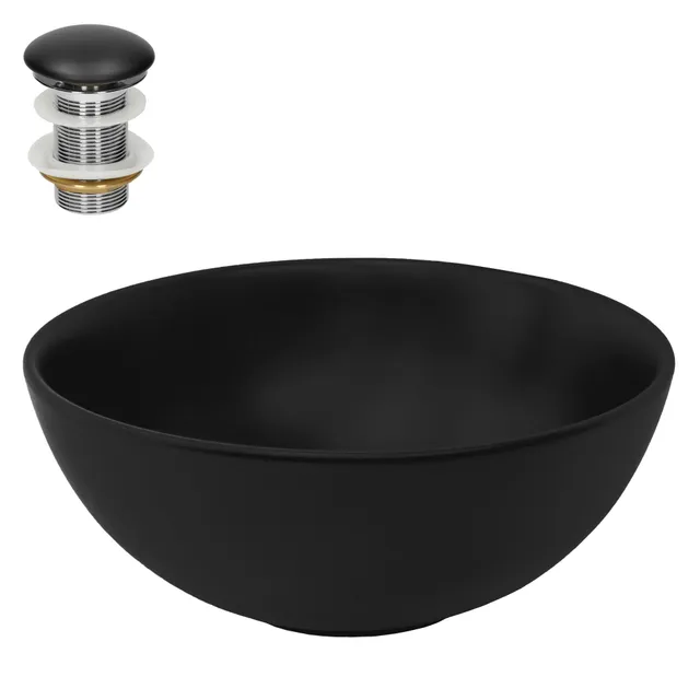 ECD Germany LuxeBath vasque ronde 32 cm noir mat + bonde