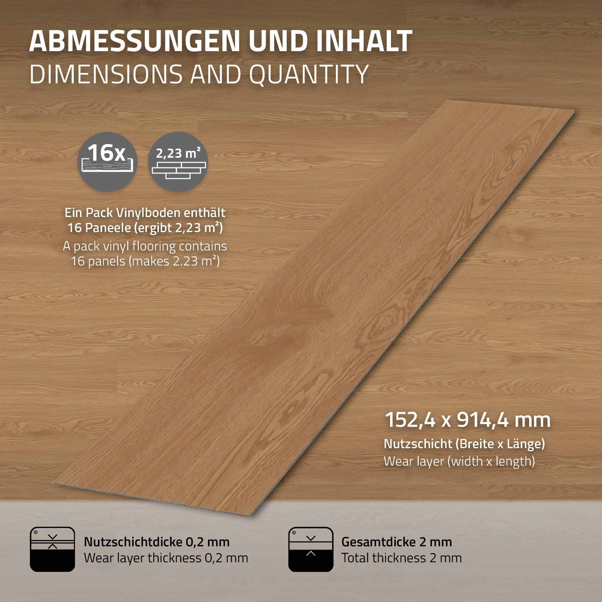 ECD Germany Bauen & Renovieren sol vinyle adhésif chêne Sundance 6,69 m²