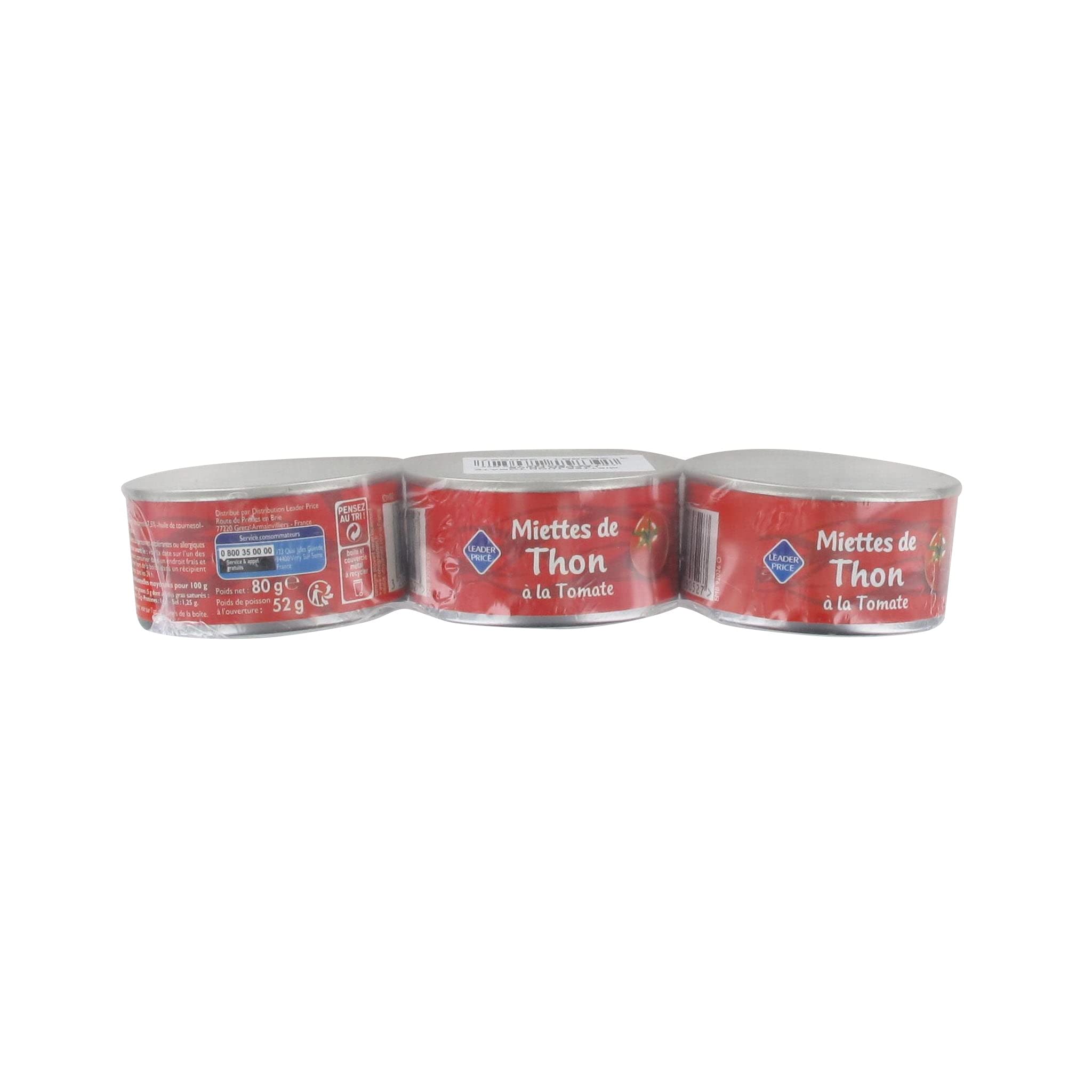 Leader Price miettes de thon à la tomate 240 g conserve
