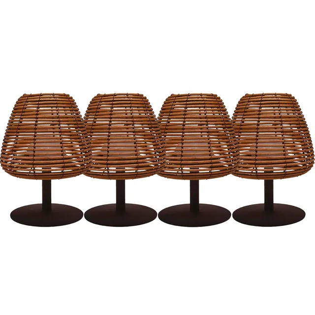 Red Deco Boheme lot 4 lampes sans fil rotin H25 cm