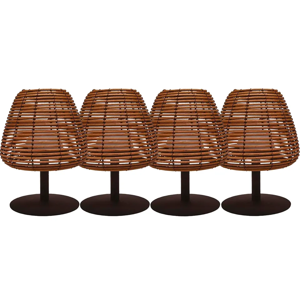 Red Deco Boheme lot 4 lampes sans fil rotin H25 cm