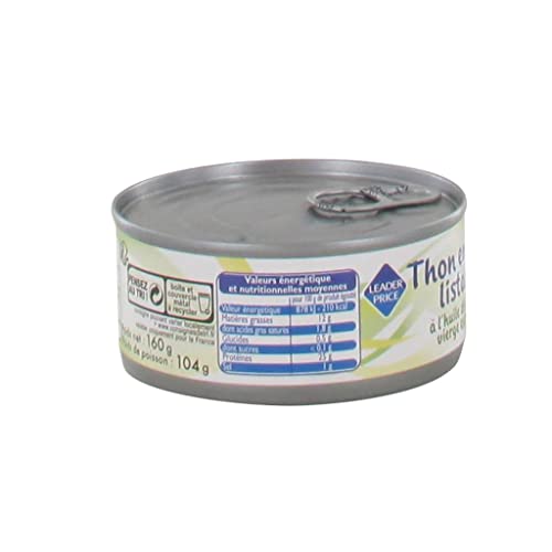 Leader Price thon entier listao huile olive vierge extra 104g