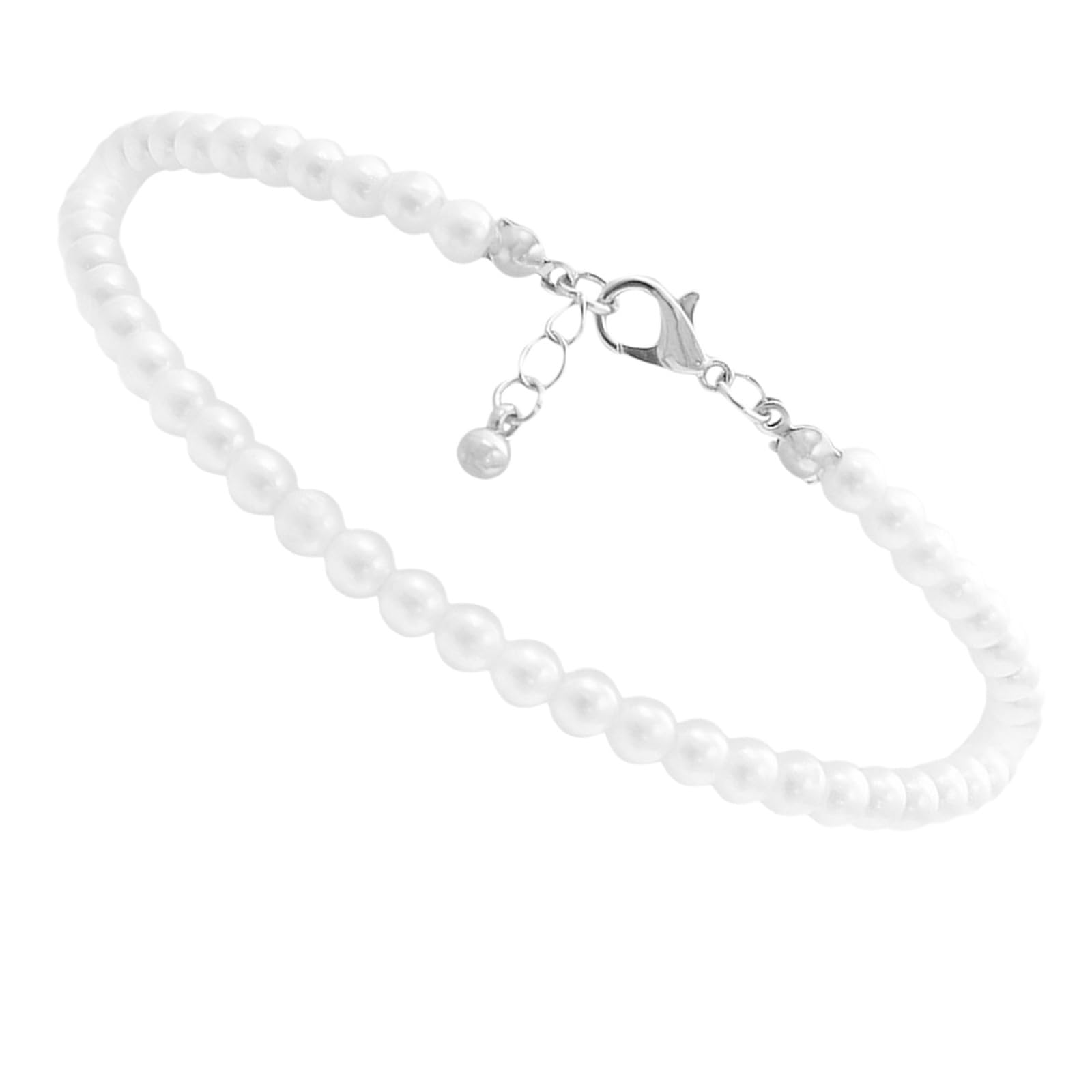 Milisten Festival bracelet cheville perles blanches 25-30 cm femme