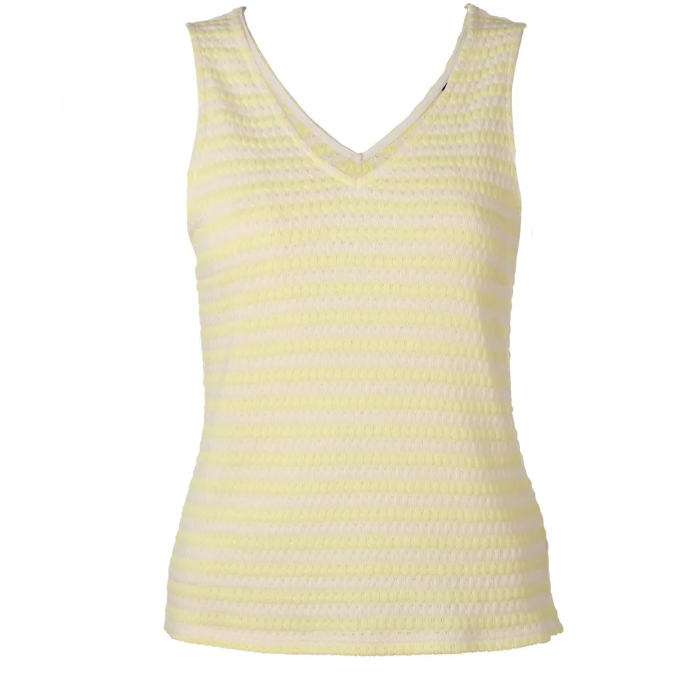 Débardeur crochet rayé jaune femme top été sans manches