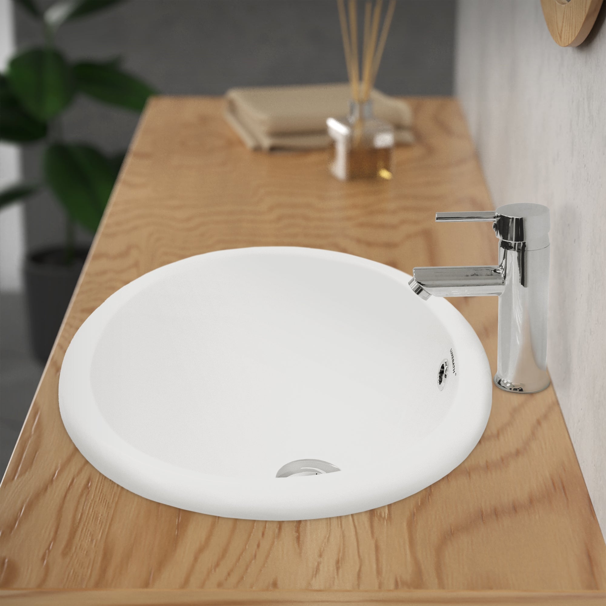 ECD Germany Sanitär lavabo céramique blanc 49 cm avec bonde argent