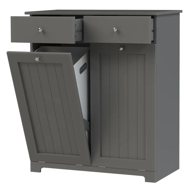 ECD Germany Möbel armoire à linge grise 75x37x90 cm 2 paniers