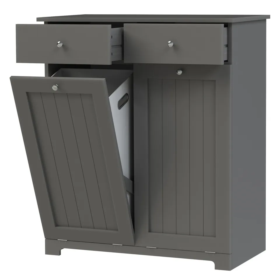 ECD Germany Möbel armoire à linge grise 75x37x90 cm 2 paniers