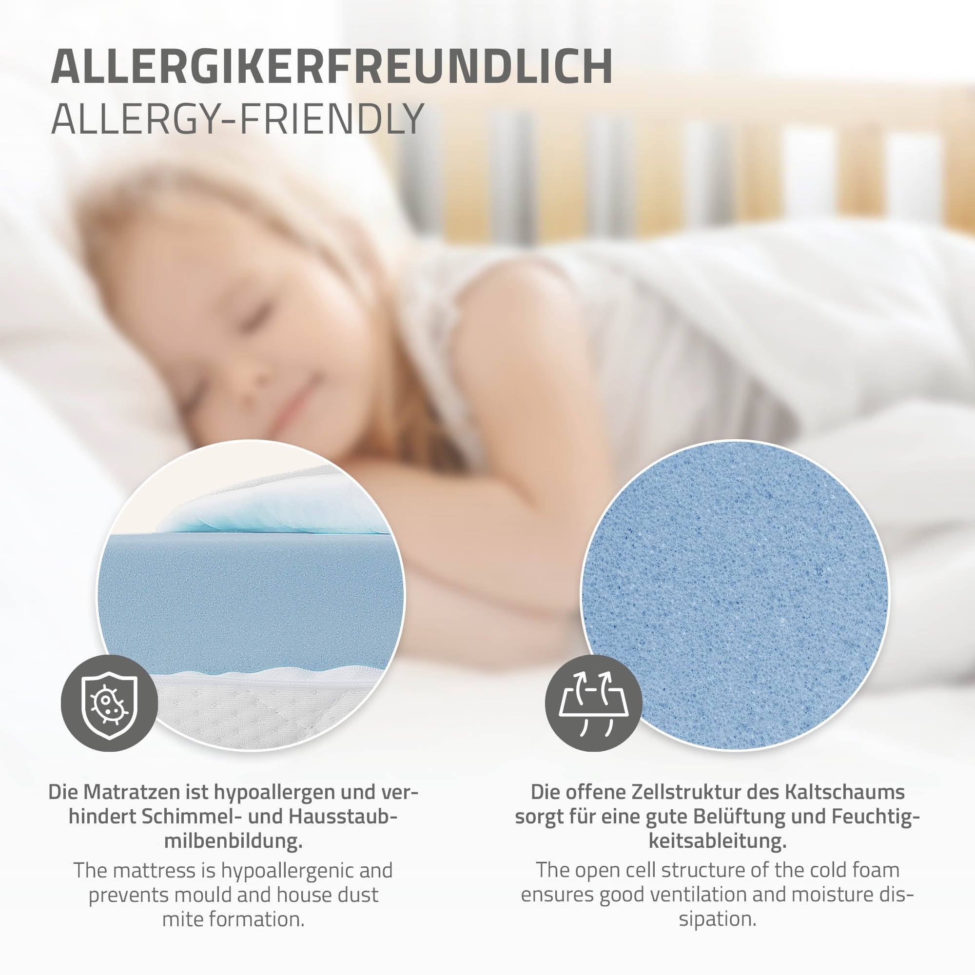 ECD Germany ML-Design lit cabane enfant 140x200 naturel + matelas