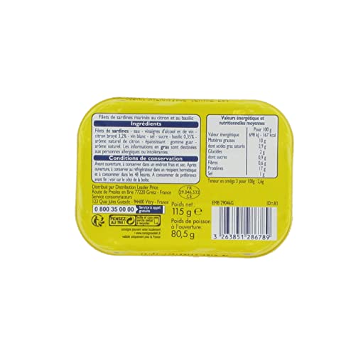 Leader Price filets de sardines citron basilic 80g