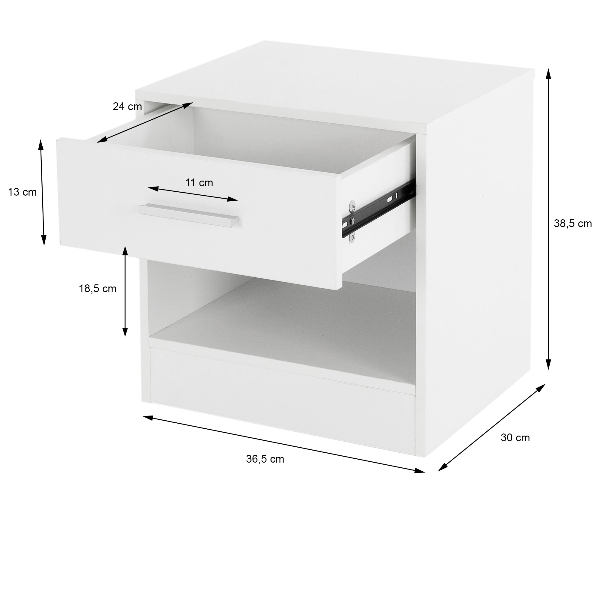 ML-Design chevet table de nuit blanche 36,5x38,5x30 tiroir