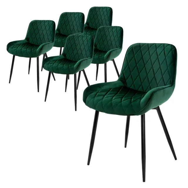 ECD Möbel chaise velours vert foncé lot 6 losanges