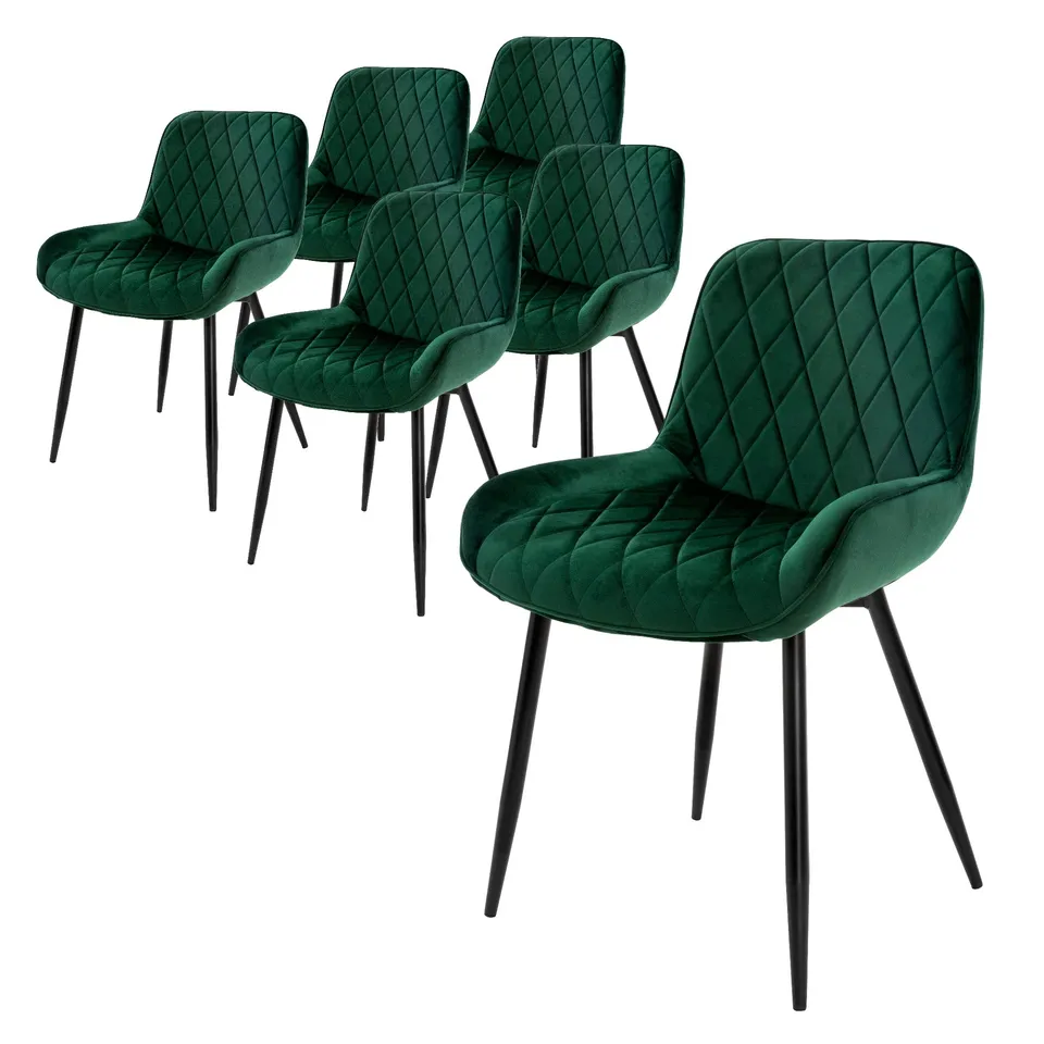 ECD Möbel chaise velours vert foncé lot 6 losanges