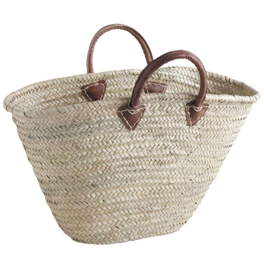 Shop-Story Lifestyle Panier Plage Palmier Cabas Paille Cuir Beige 53cm
