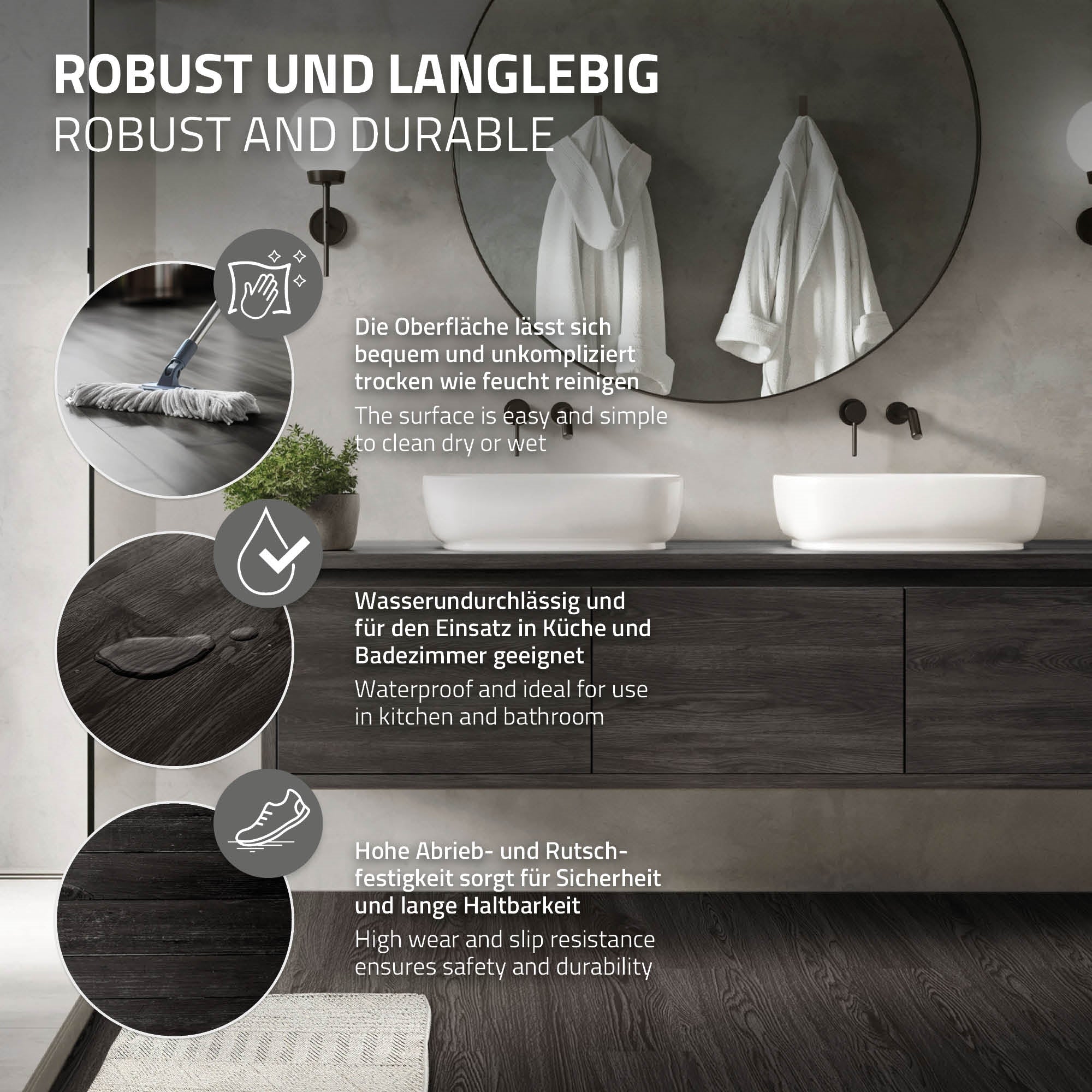 ECD Germany sol vinyle adhésif chêne gris foncé 2 mm