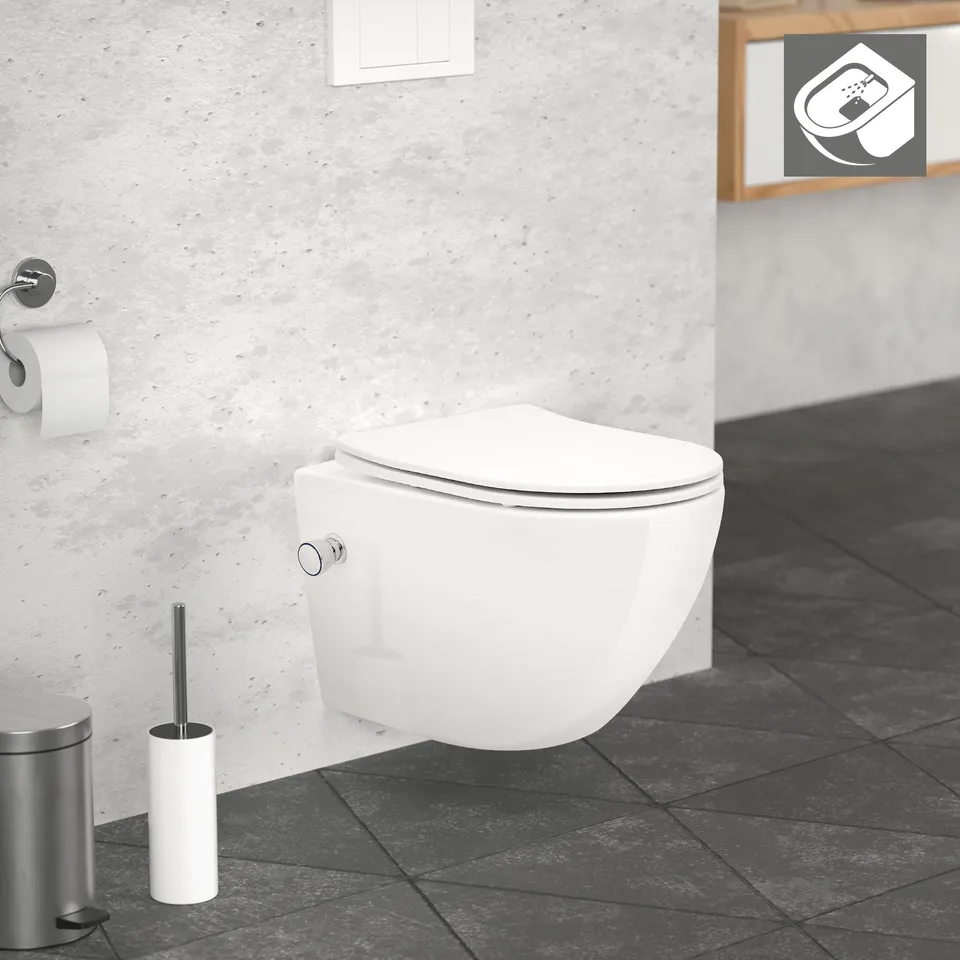 ECD Germany Sanitär LuxeBath WC suspendu sans bride bidet céramique