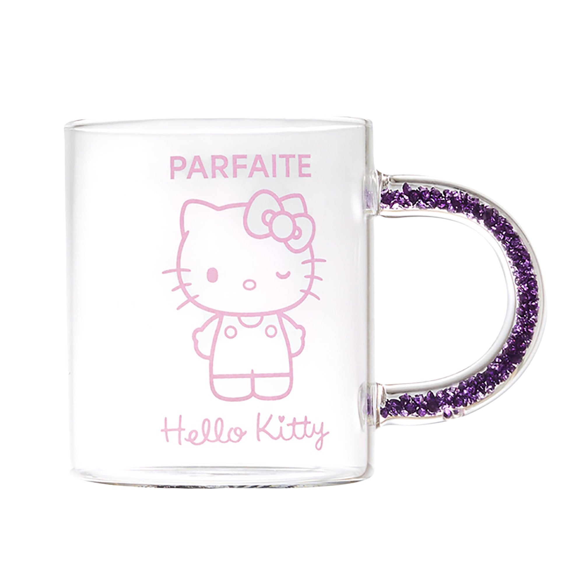 Stokomani Maison Hello Kitty mug en verre 30cl paillettes
