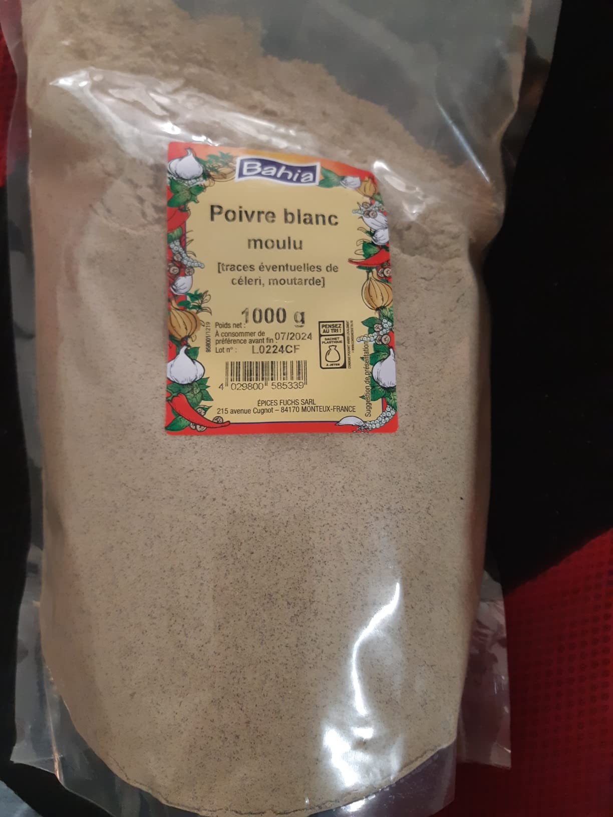 Leader Price Poivre blanc moulu 1 kg poudre cuisine