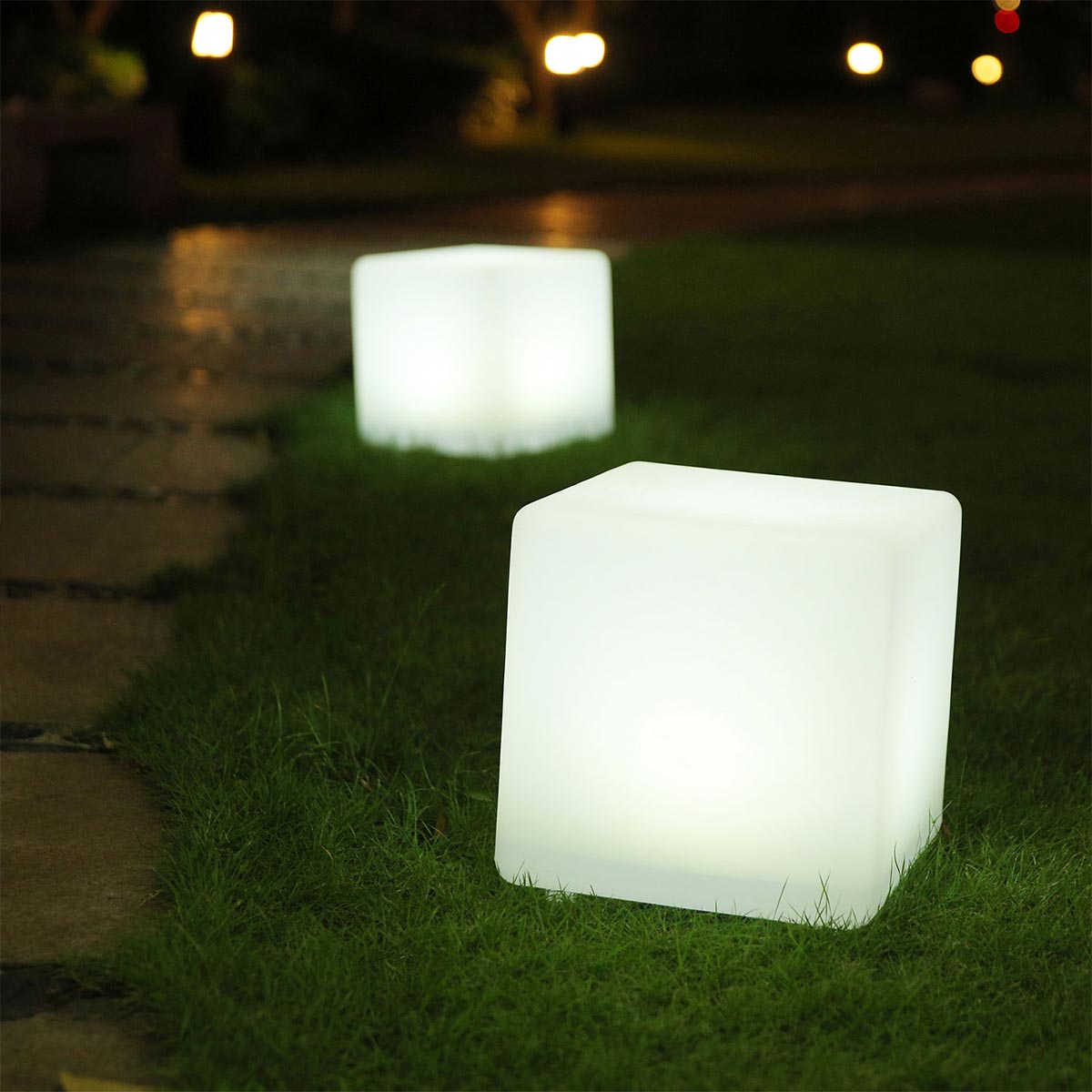 Red Deco Casy cube solaire lumineux multicolore H30cm