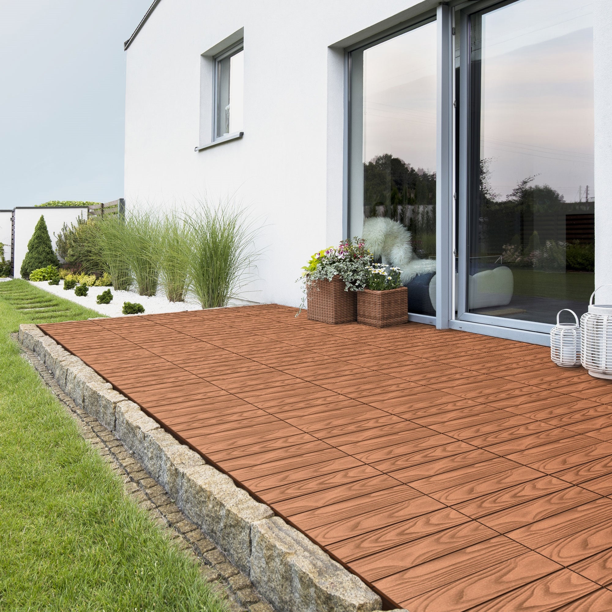 ECD Germany Garten dalle terrasse WPC marron clair 30x30 cm