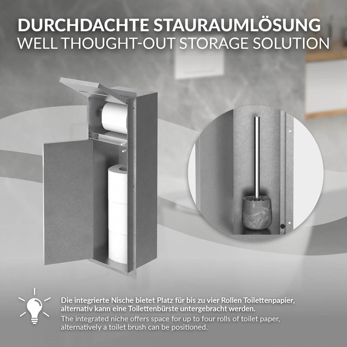 LuxeBath Sanitär niche murale WC 60x20 cm inox noir carrelable