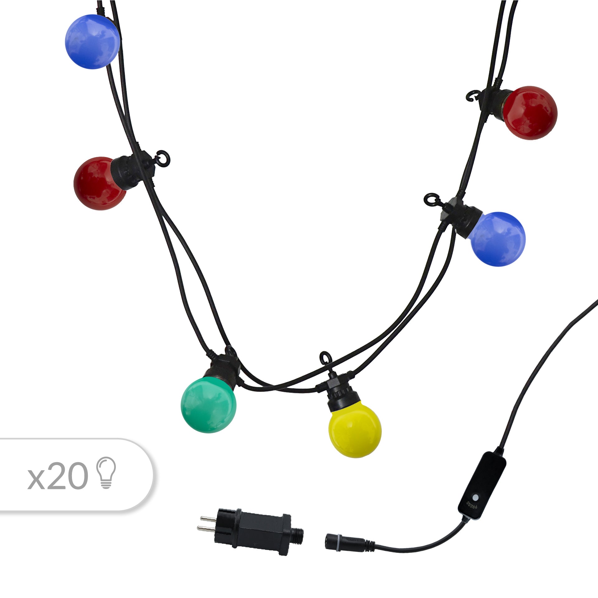 Red Deco Party Guinguette guirlande 15m 40 LED couleur
