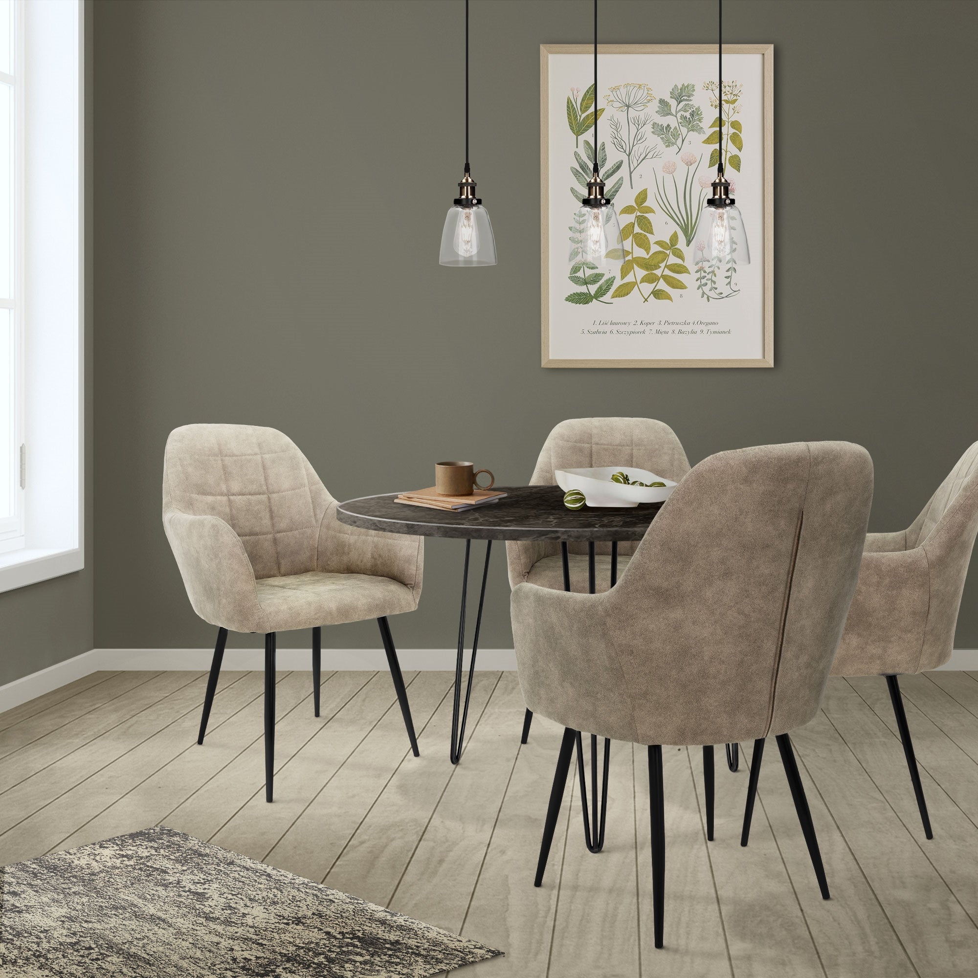 ECD Germany Möbel Chaise Salle à Manger Olive Lot 2 Simili
