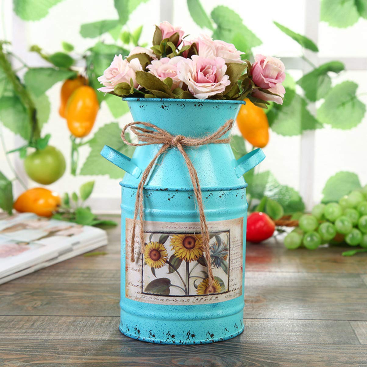 Milisten Home & Kitchen vase seau galvanisé bleu ciel 1 pièce