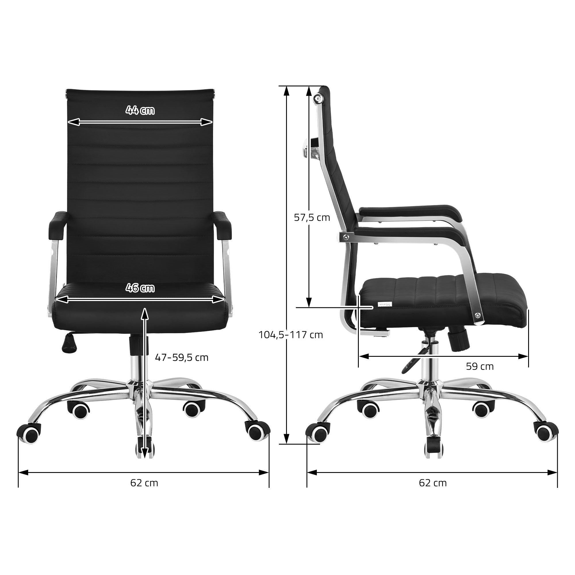 ECD Germany Möbel ML-Design Chaise de bureau noir accoudoirs ergonomique