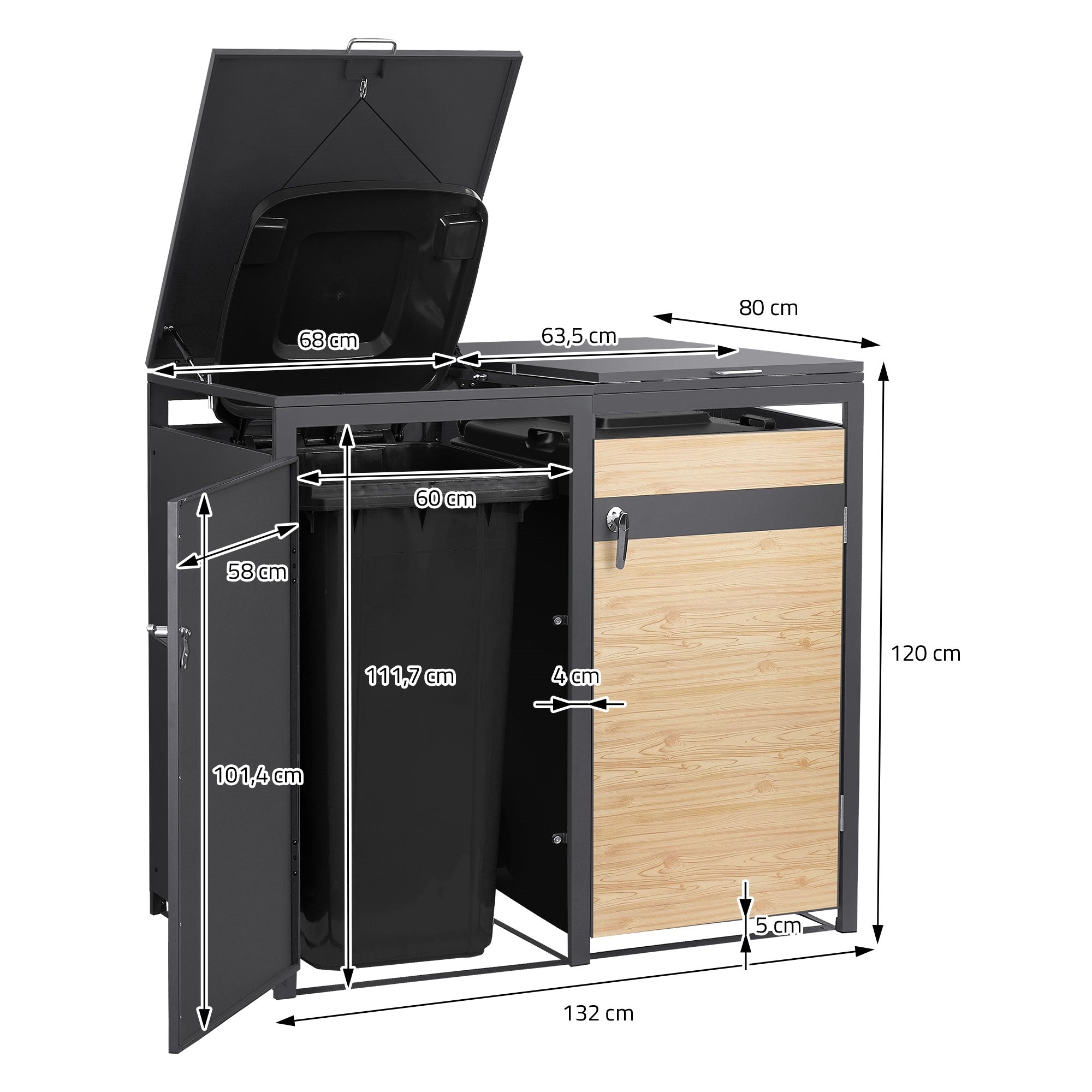 ECD Germany Garten Cache-poubelle double 240L Lärche