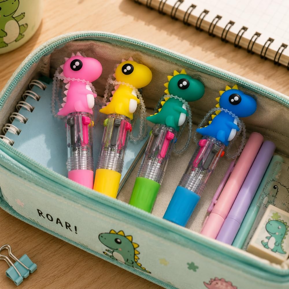 Shop-Story Loisirs Mini Stylos Dinosaure 10 cm lot 4 rétractables