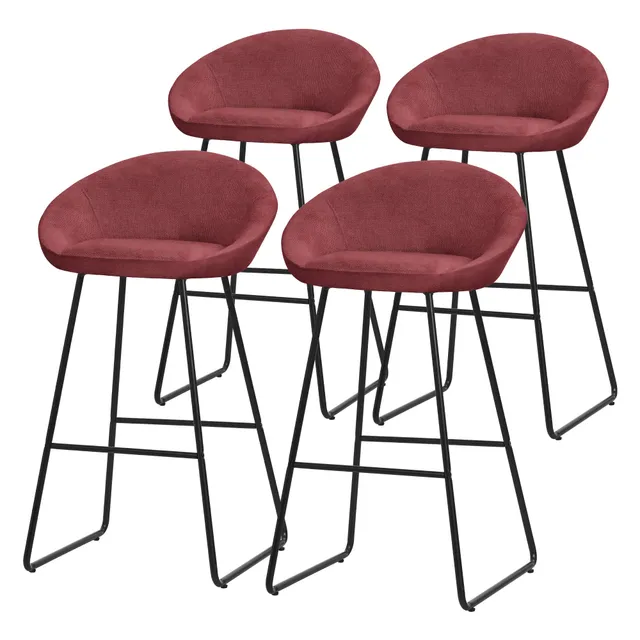 ECD Germany Möbel tabourets de bar rouge 4 pièces dossier 120 kg