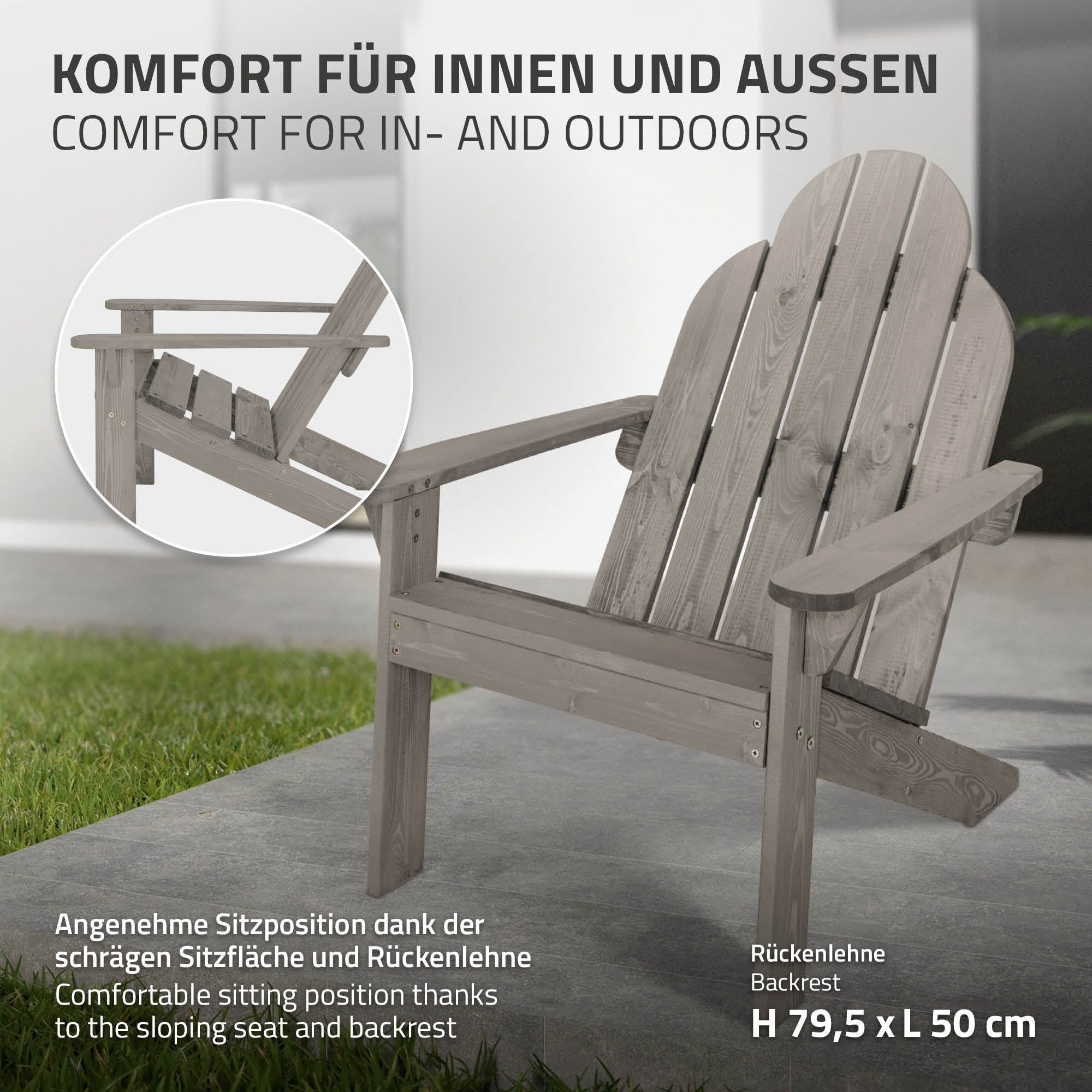 ECD Germany Garten fauteuil Adirondack bois marron 1 place